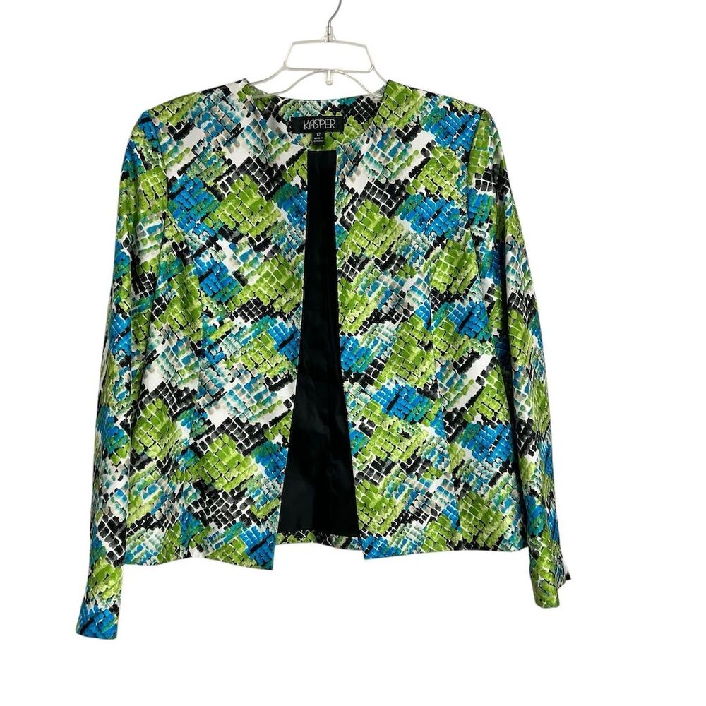 Kasper Women's Size 12 Animal Print Open Front Jacket Multicolor
